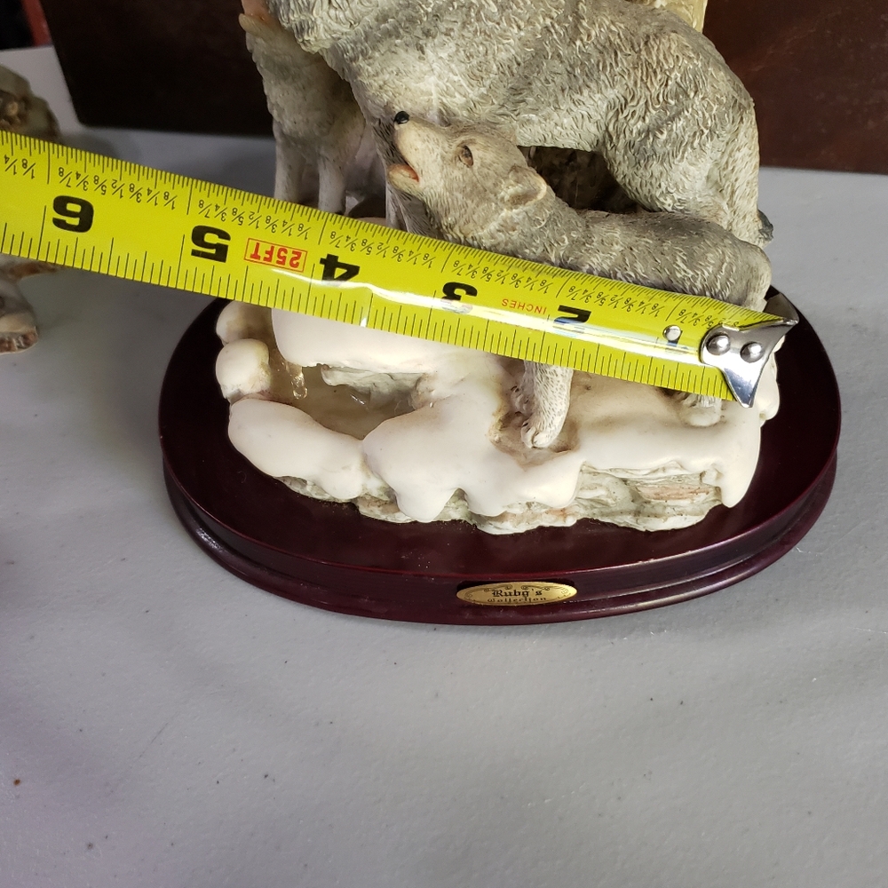 Rubg's COLLECTION  Clock statue with 3 wolfs - Picture 6 of 15